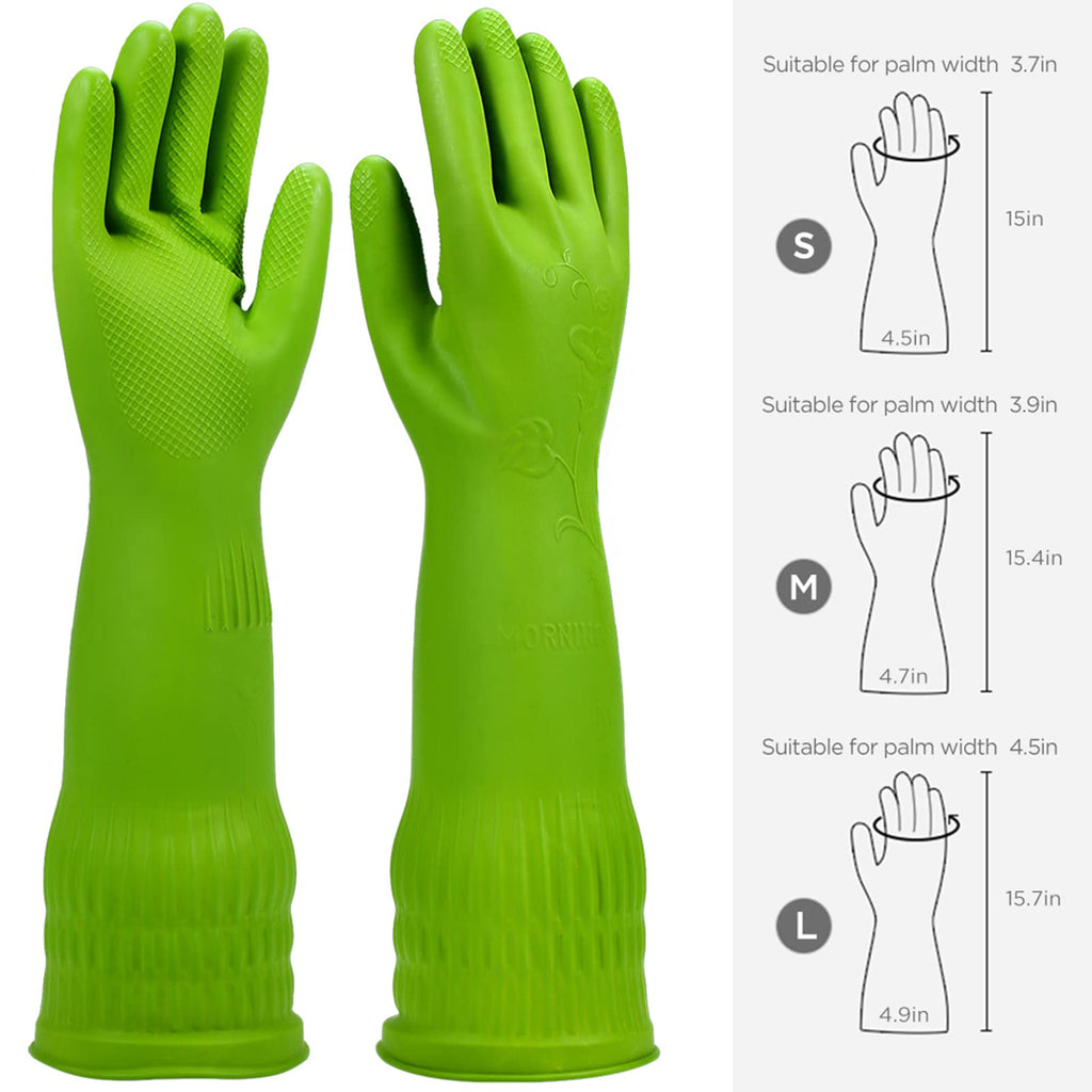 IUCGE Rubber dishwashing gloves 6 Pairs for kitchen,Cleaning washing dish gloves long for household reuseable durable.(Large,Multicolor)