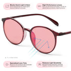 BRADDELL Indoor FL-41 Rose & Outdoor FL-60 Brown Tinted Migraine Light Sensitivity Glasses for Fluorescent LED Glare, Photophobia and Concussion (MEDIUM)