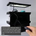 Bivitre 1/64 Model Car Display Case - Compatible with Hot Wheels Matchbox Mini GT Diecast Cars,Acrylic Box for Toy Cars Display Décor and Storage,Stackable Garage Diorama with LED Lights(1T-RedBrick)