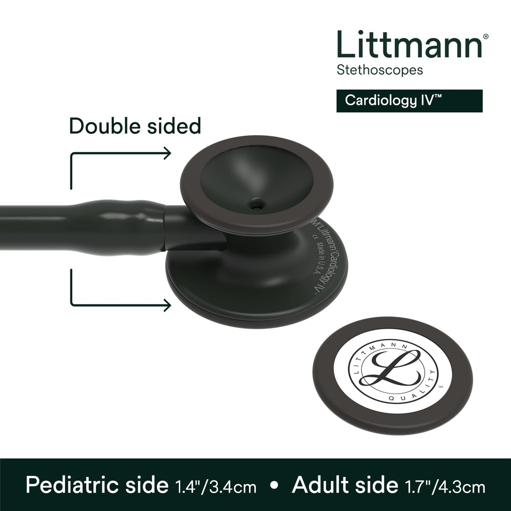 3M Littmann Cardiology IV Diagnostic Stethoscope, 6163, More Than 2X as Loud, Weighs Less, Stainless Steel Black-Finish Chestpiece, 27" Black Tube, Stem, and Headset
