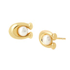 COACH Pearl C Stud Earrings White Pearl One Size