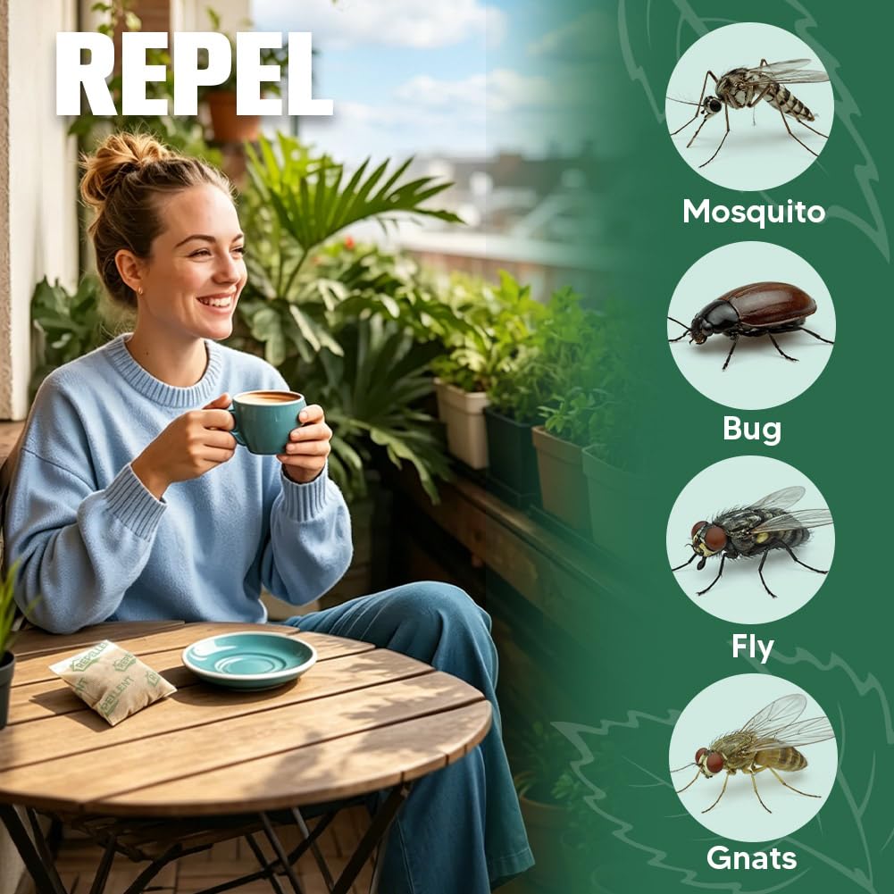 Kopplvn Mosquito Repellent Outdoor Patio, Backyard Mosquito Repellents, Mosquito Deterrent Indoor for Home, Mosquito Repellent for Door, Keep Mosquito Away from Garage, Last up to 2 Months-8 Pouches