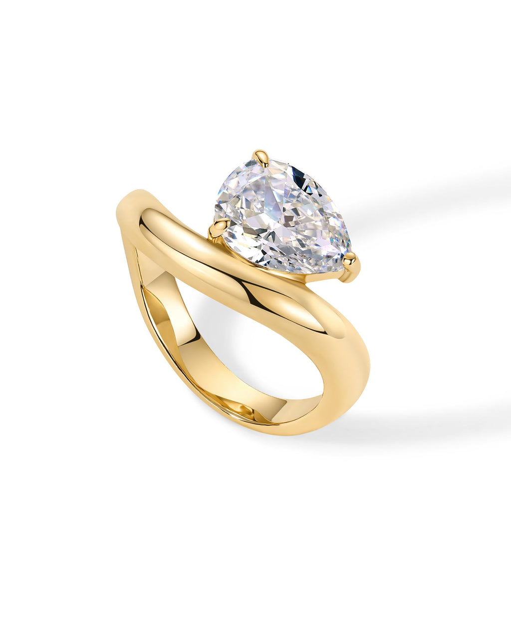 PAVOI 14K Yellow Gold Plated Pear Solitaire Premium Cubic Zirconia