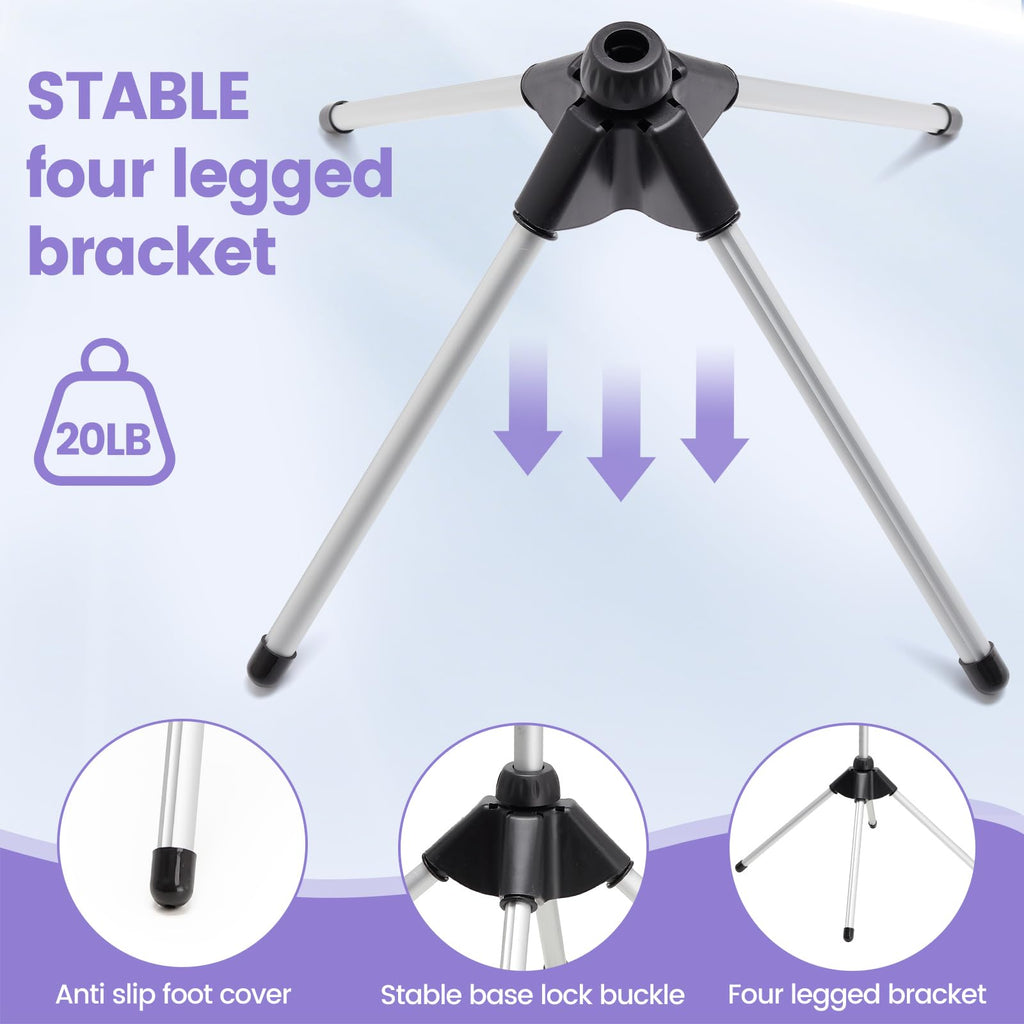 BShome Adjustable Hair Dryer Stand, 29-59 Inch Hair Dryer Holder with Tripod and Universal Clip, 360-Degree Rotating Blow Dryer Stand for Bathroom, Vanity, Makeup Room