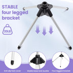 BShome Adjustable Hair Dryer Stand, 29-59 Inch Hair Dryer Holder with Tripod and Universal Clip, 360-Degree Rotating Blow Dryer Stand for Bathroom, Vanity, Makeup Room