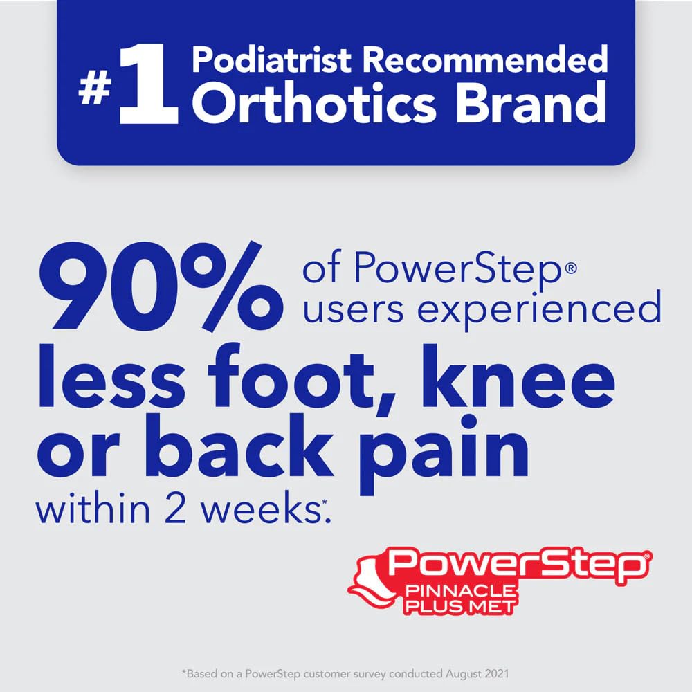 PowerStep Pinnacle Plus Met, Ball of Foot Pain Relief Orthotics, Shoe Inserts, Metatarsalgia, Arch Support, Morton's Neuroma Pain Relief, Shoe Insoles, Metatarsal Pad, Made in USA (M 10-10.5, W 12)