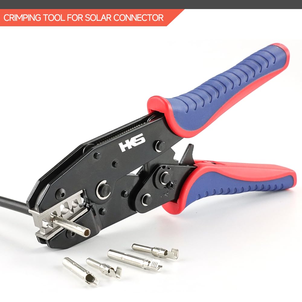 HKS Crimping Tool for Solar PV Cable Connectors - Ratcheting Wire Crimpers - AWG 14-8 (2.5-10mm²) - Ratchet Terminal Crimper - Electrical Crimping Tool