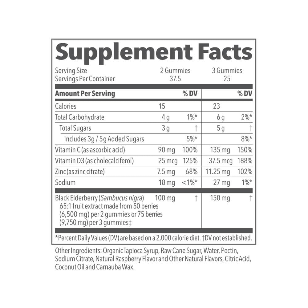 LifeSeasons Clinical Immunity - Elderberry Gummies - Supports a Healthy Immune System - 25 Elderberries Per Gummy - Maltodextrin-Free - Vitamin C, Vitamin D3, Zinc & Elderberry Extract - 75 Gummies