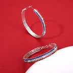 4th of July Earrings Sparkle Rhinestone Hoop Earrings Patriotic Red White and Blue Earrings Glitter Crystal Stainless Steel Hoop Earring for Women American Flag Jewelry