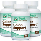 Peak Pure & Natural Colon Support - Colon Cleanse and Detox Supplement for Digestive Health - Gut Health Support with Inulin and Senna Leaf Extracts - with Fiber, Prebiotics, and Probiotics - 3 Pack