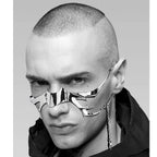 L'VOW Silver Metal Half Mask Face Chain Jewelry Cyborg Accessories, S1