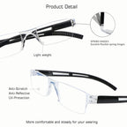 VisionGlobal 5 Pairs Reading Glasses, Blue Light Blocking Glasses, Computer Reading Glasses for Women and Men, Fashion Square Eyewear Frame (Black,+2.50 Magnification)