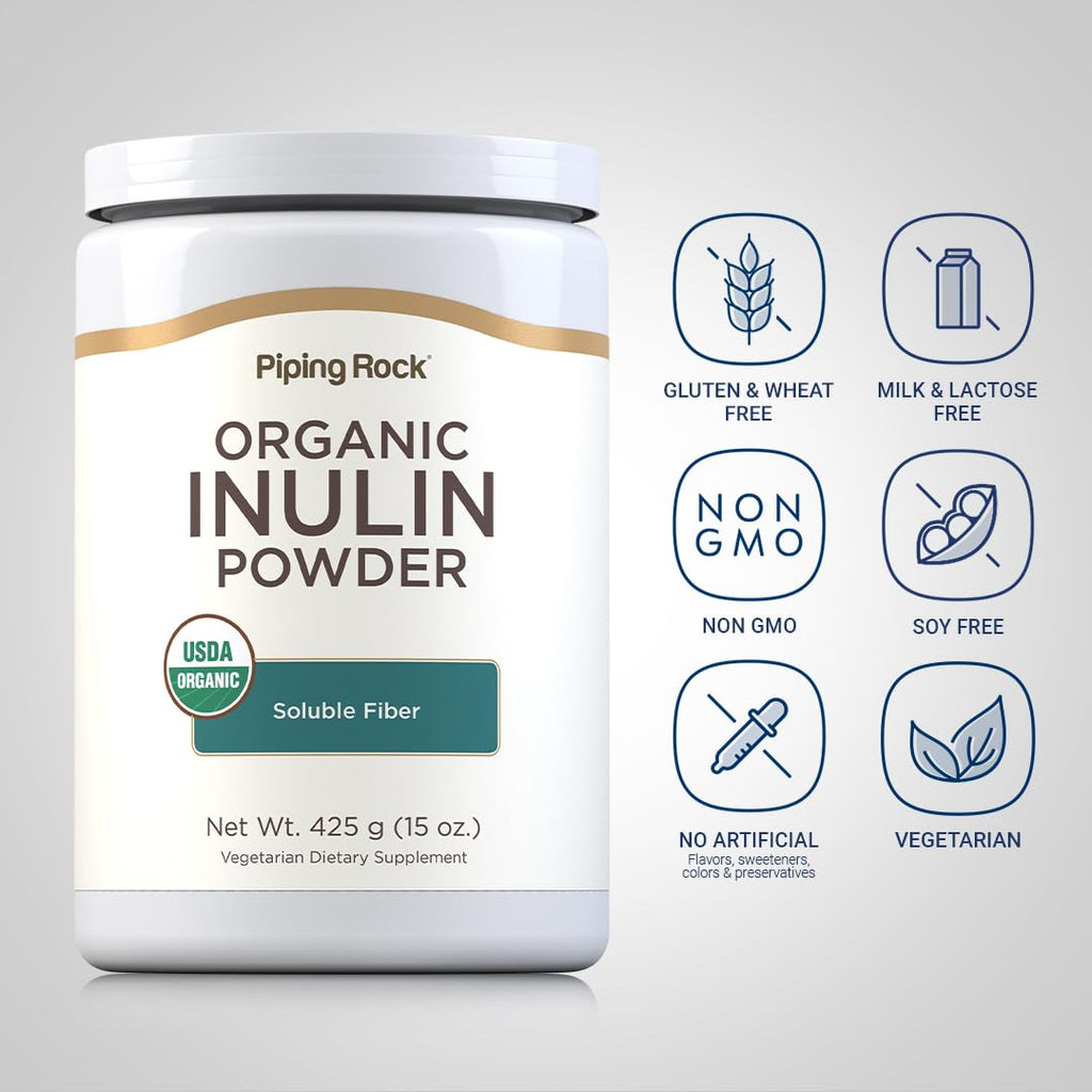 Piping Rock Organic Inulin Powder | 15 oz | Soluble Fiber Supplement