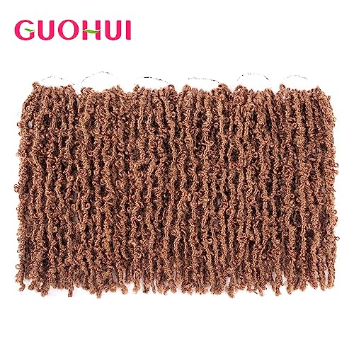 GUOHUI Super Light Butterfly Locs Crochet Hair 12 Inch 6 Packs Pre-Looped Soft Distressed Faux Locs Braids for Women Kids (12 Inch,30#)