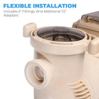 XtremepowerUS 1.5 HP Variable Speed Swimming Pool Pump 230V, In-Ground Pool, 6,660 GPH High Performance Max 1.75HP with Adapter Fitting Set (Inlet Fitting 1.5" / 2")