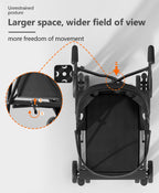 OS MOTOR Pet Stroller with 4 Wheels for Small/Medium Pets, Portable Travel Foldable Carrier Jogger for Dog Cat Puppy Kitty, Rear Wheel Breaks, Storage Basket, Visible Mesh with Weather Cover (Black)