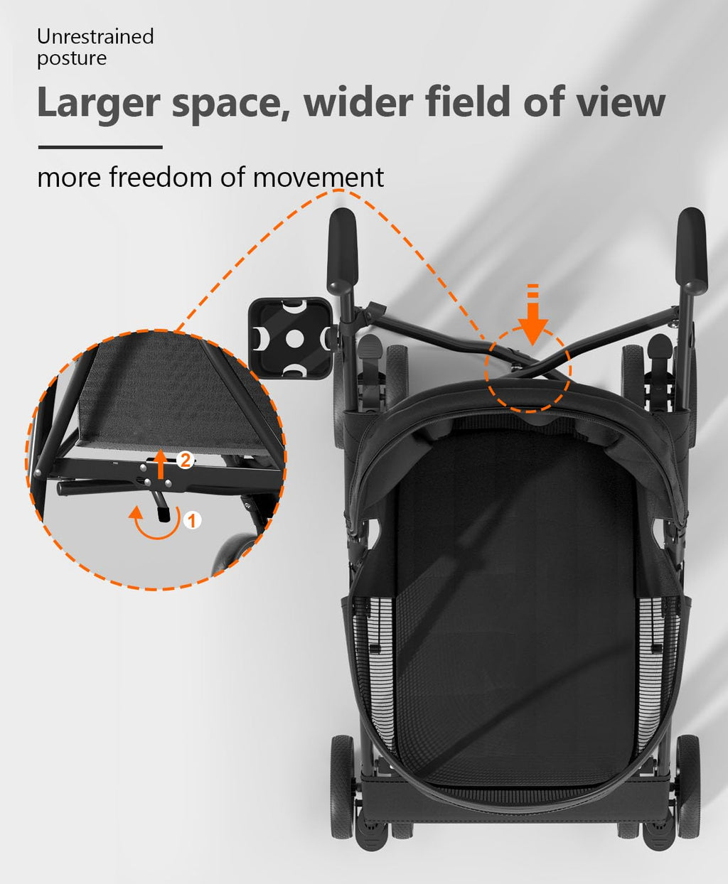 OS MOTOR Pet Stroller with 4 Wheels for Small/Medium Pets, Portable Travel Foldable Carrier Jogger for Dog Cat Puppy Kitty, Rear Wheel Breaks, Storage Basket, Visible Mesh with Weather Cover (Black)