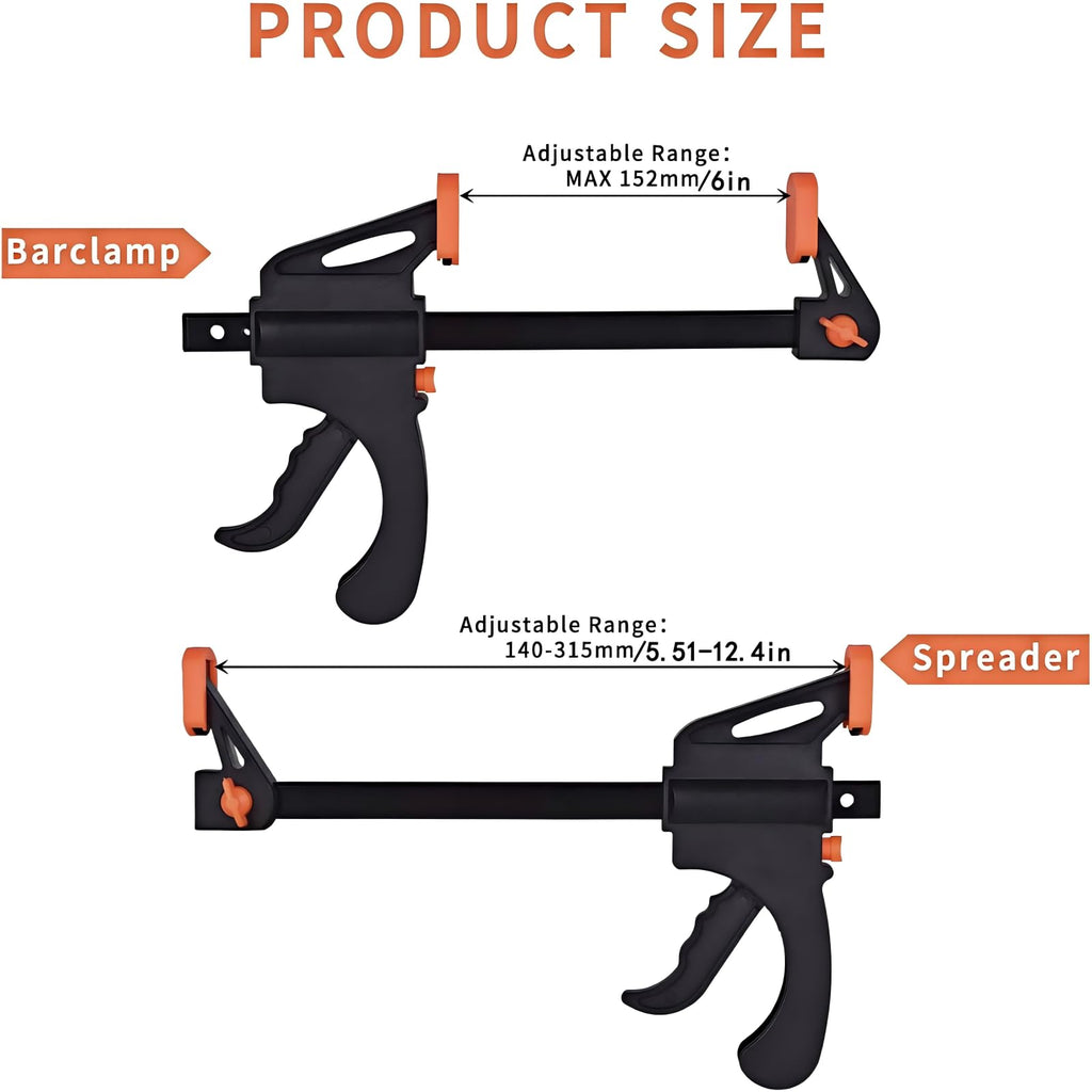 6 Inch Bar Clamps for Woodworking, 2 Pcs Trigger Quick Grip, Mini Clamps for Wood Gluing