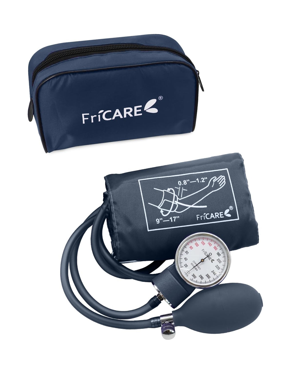 FriCARE Manual Blood Pressure Cuff for Nursing Students, Aneroid Sphygmomanometer for BP Monitoring, Home & Medical School Essentials with Carrying Case, Universal Adult Size, Blue
