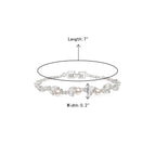 Crysdue Simulated Pearl CZ Wedding Leaf Tennis Bracelet for Women Clear