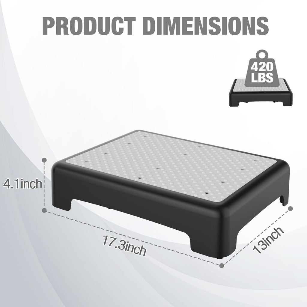 HBTower Step Stool, Mobility Step Stool for Adults & Seniors, Non-Slip Step Platform Indoor and Outdoor, Portable Step Riser, Safety Step for Car, Bedside, Office, Shower, Stairs, Grey