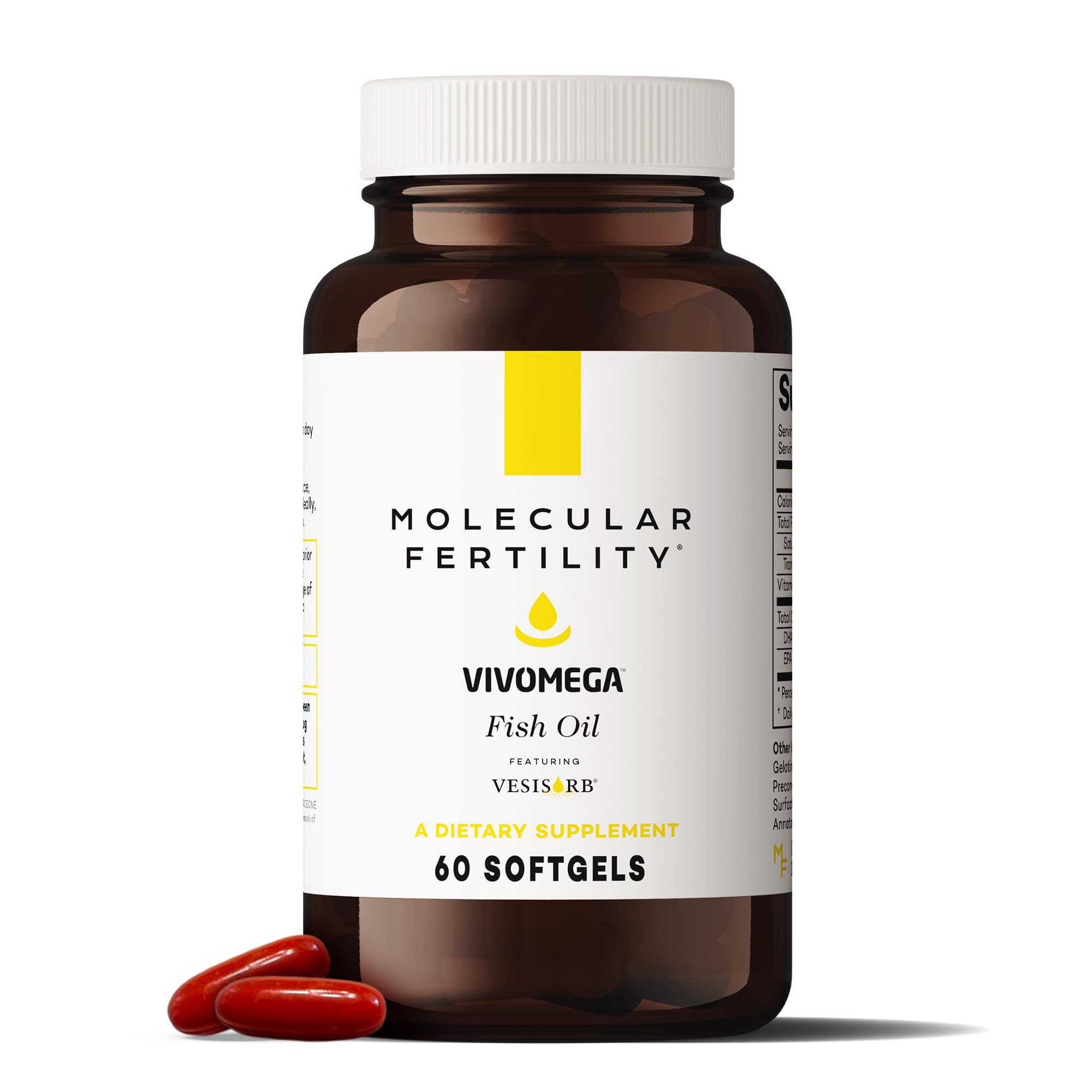 Molecular Fertility VIVOMEGA Fish Oil with VESIsorb® - Fertility Supplement for Women & Men - Doctor Formulated EPA DHA Omega 3 Fatty Acids, Vitamin D3 K2 for Reproductive Wellness - 60 Softgels