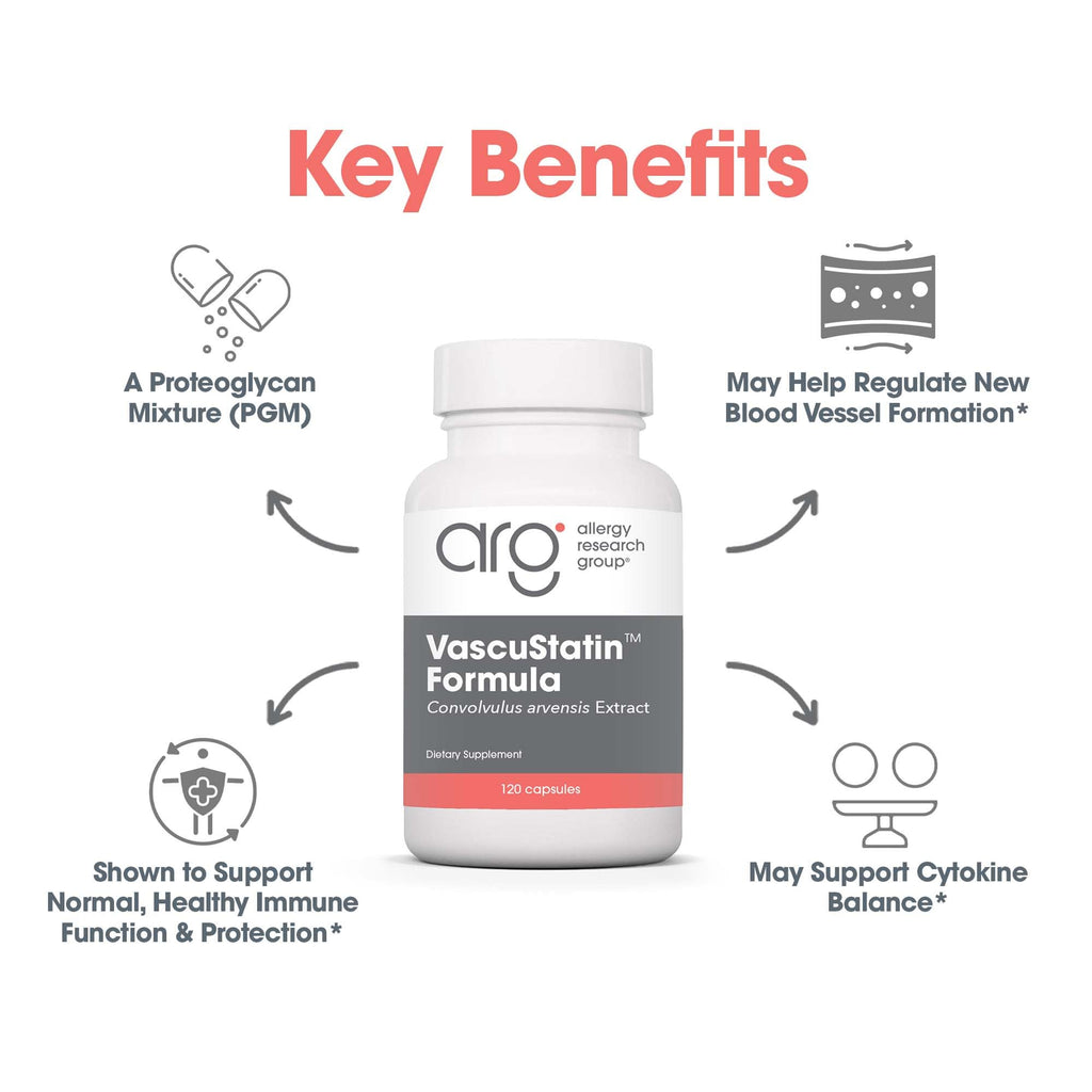 Allergy Research Group ARG VascuStatin Formula - Supports Immune Function and Tissue Health - Delivers 2 g Field Bindweed Extract per Serving - 30 Servings - 120 Capsules