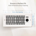 MOTCTQVD Smart Register Booster Fan Fits 4" x 10" Register Holes, 10-Speed Quiet Vent Fan Booster, Smart Thermostat Control for Improves Heating and Cooling with Remote for Floor or Wall Vents