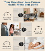 Fingerprint Door Lock, Smart Fingerprint Door Knob with Keypad, Biometric Door Lock with App Control, Auto Lock Door Lock with Code, Keyless Door Knob with Lock for Bedroom, Home-K10plus Matte Black