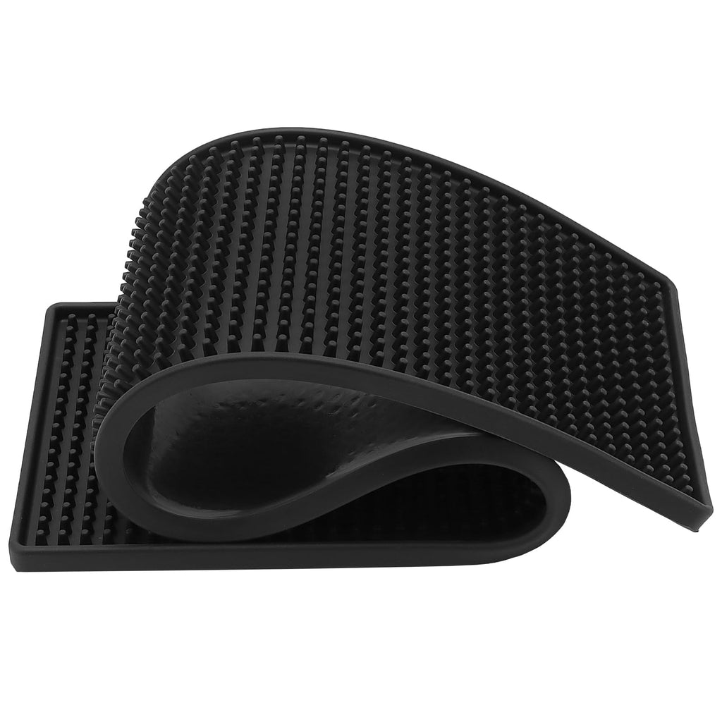 FUNSUEI 4 PCS 6 x 24 Inch Black Rubber Bar Mats, Rubber Bar Service Spill Mat, Non Slip Bar Top Mat, PVC Bar Drink Pad for Home Kitchen, Pubs, Restaurants
