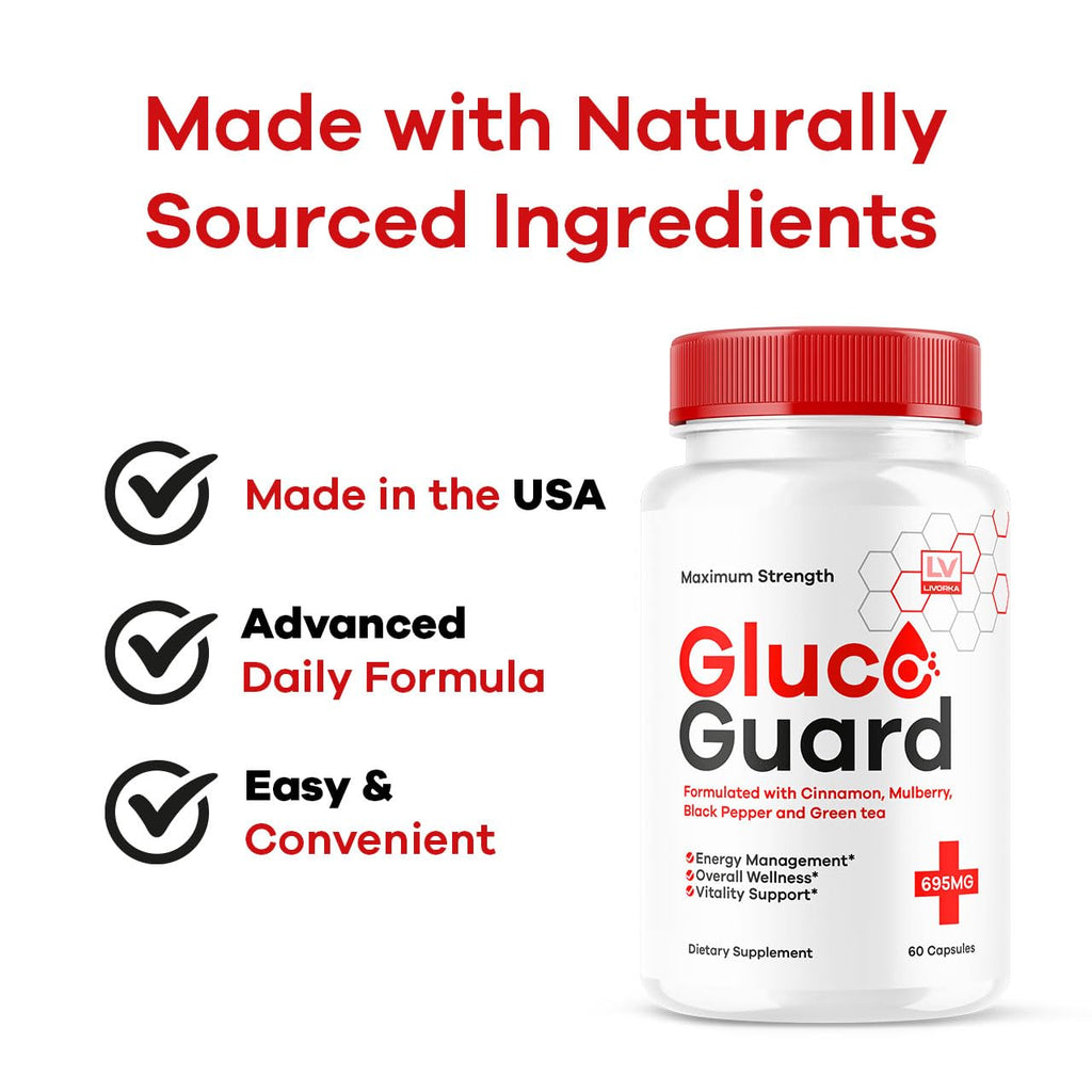 GlucoGuard Capsules - Official GlucoGuard Advanced Blood Support Formula, Natural GlucoGuard Pills Maximum Strength, GlucoGuard Health & Wellness Vitamin Supplement, 30 Capsules for 1 Month