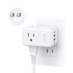 TROND 2 Prong to 3 Prong Outlet Adapter with 360 Rotating Plug, 3 AC Power Splitter with 2 USB C PD20W, Travel Plug Adapter for US to Japan, Wall Outlet Extender for Old House Travel Essentials
