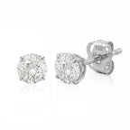 14k Gold Solitaire Round Cubic Zirconia Earrings Studs for Women & Men | Anti Tarnishing CZ Stud Earrings with 14k Gold Butterfly Pushbacks | 5MM, 8MM Post Length by MAX + STONE