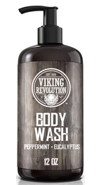 Viking Revolution Men's Body Wash - Eucalyptus Peppermint Body Wash for Men - Mens Natural Body Wash with Vitamin E and Rosemary Oil - Mens Shower Gel Liquid Soap - Peppermint Mens Bodywash (2 Pack)