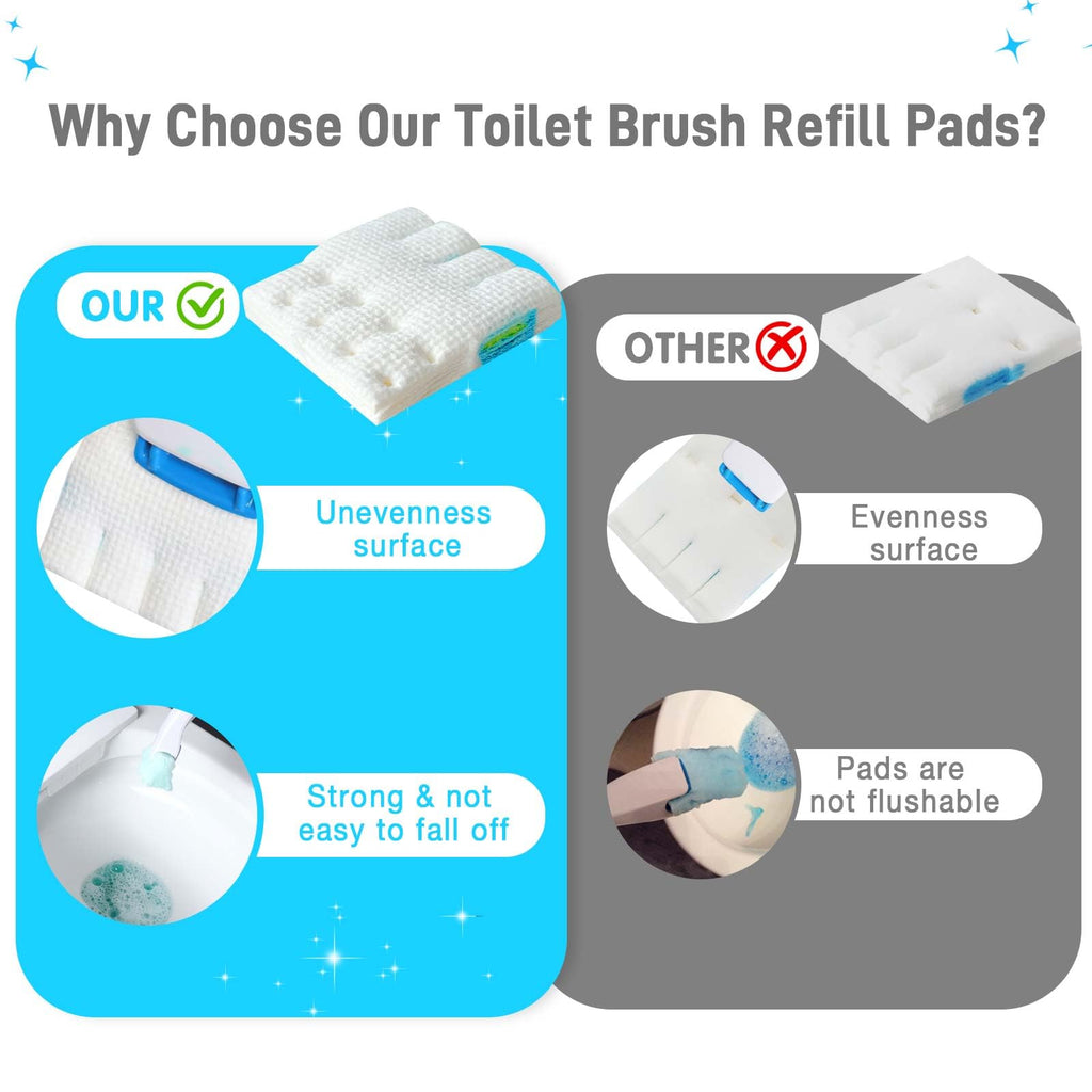 CARZEXSUC Toilet Cleaner Refill Pads Ocean Scent Enhanced Odor Control 72 Count Scrubber Refill Clean Stains Disposable Toilet Brush Refill for Toilet and Bathroom