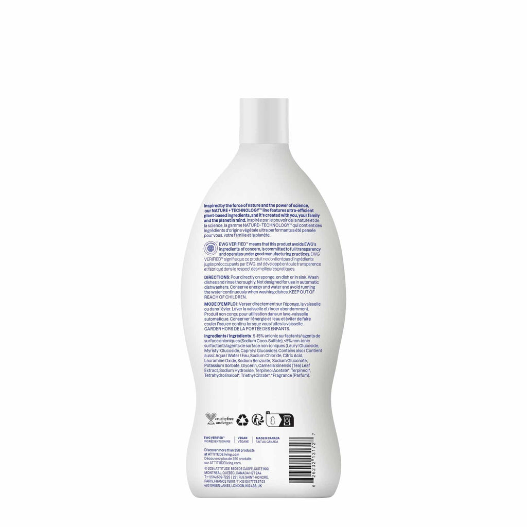 ATTITUDE Dish Soap, EWG Verified, Plant-Based & Vegan Dishwashing Liquid, Naturally Derived, Citrus Zest, 23.7 Fl Oz