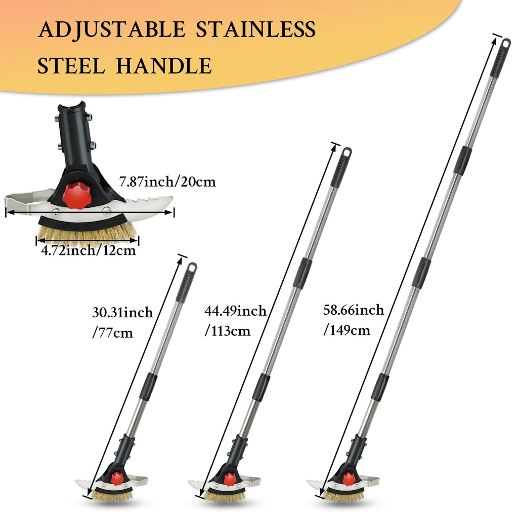Crack Weeder Tool for Driveway & Patio, Crevice Weeding Tool with Long Handle, Stainless Steel Weed Remover for Sidewalk, Garden, Lawn