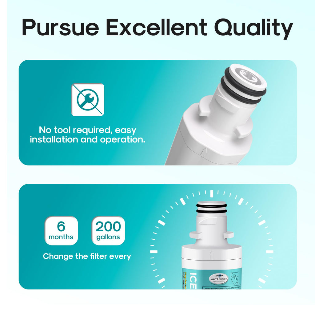 ICEPURE PRO ADQ74793501 NSF/ANSI 401 NSF/ANSI 42Certified Replacement LT1000P, Kenmore Elite 9980, ADQ747935 LT1000PC MDJ64844601 ADQ74793502 Refrigerator Water and LT120F Air Filter, 1Combo