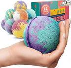 Bubbly Belle Bath Bombs XXL Gift Set, 12 Extra Large Handmade Aromatherapy Fizzies with Essential Oil Blends and Epsom Salt, Vegan for Women, Men, Kids