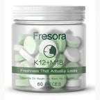 FRESORA Oral Probiotics, with K12 & M18, Oral Probiotics for Mouth Bad Breath for Adults, Sugar-Free Mint Lozenges for Oral Microbiome Balance, Defends Against Bad Breath & Dental Problems, 60 Count