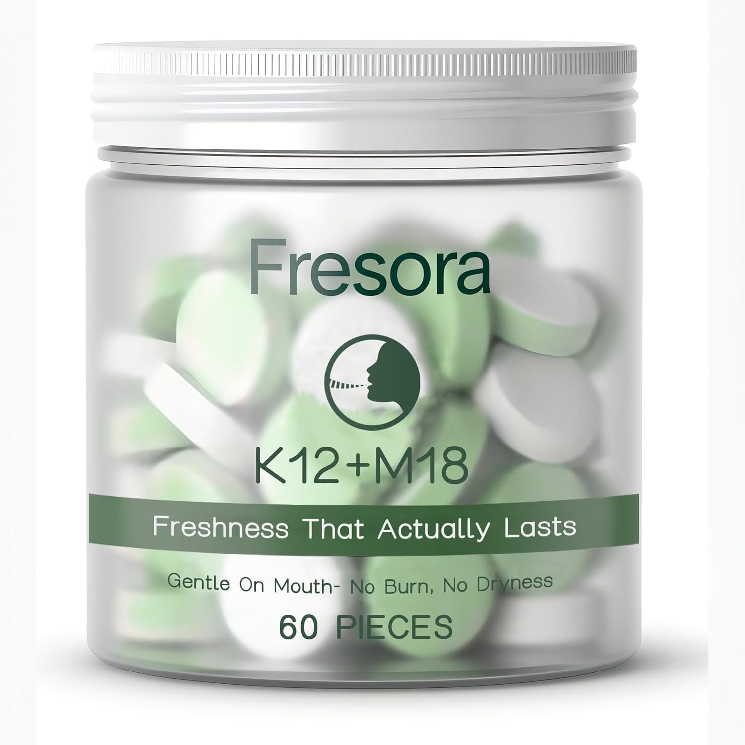 FRESORA Oral Probiotics, with K12 & M18, Oral Probiotics for Mouth Bad Breath for Adults, Sugar-Free Mint Lozenges for Oral Microbiome Balance, Defends Against Bad Breath & Dental Problems, 60 Count