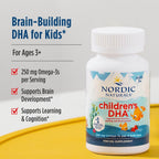 Nordic Naturals Children’s DHA, Strawberry - 180 Mini Chewable Soft Gels for Kids - 250 mg Omega-3 with EPA & DHA - Brain Development & Function - Non-GMO - 45 Servings