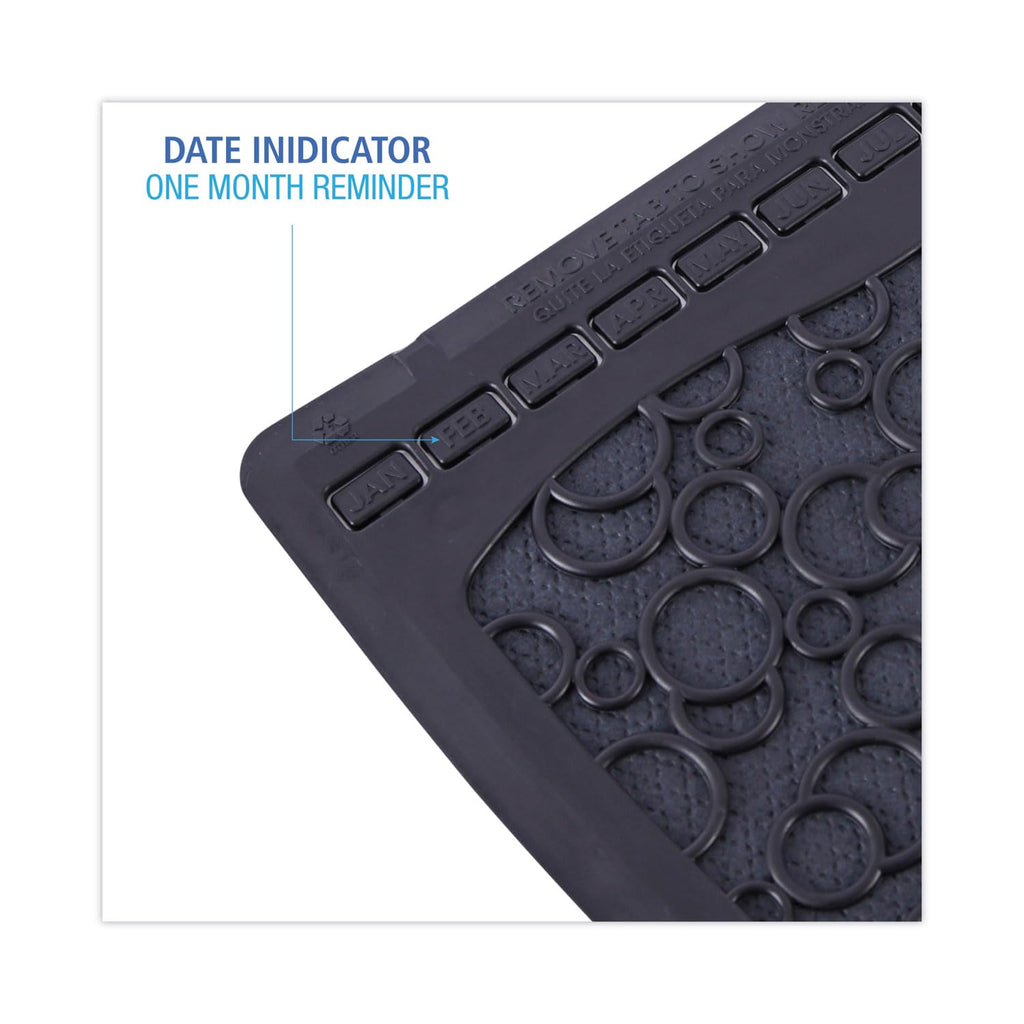 Boardwalk BWK UMBB P000I006M0021430L1 Urinal Mat 2.0, Rubber, 17-1/2" Width, 20" Length, Black (Pack of 6)
