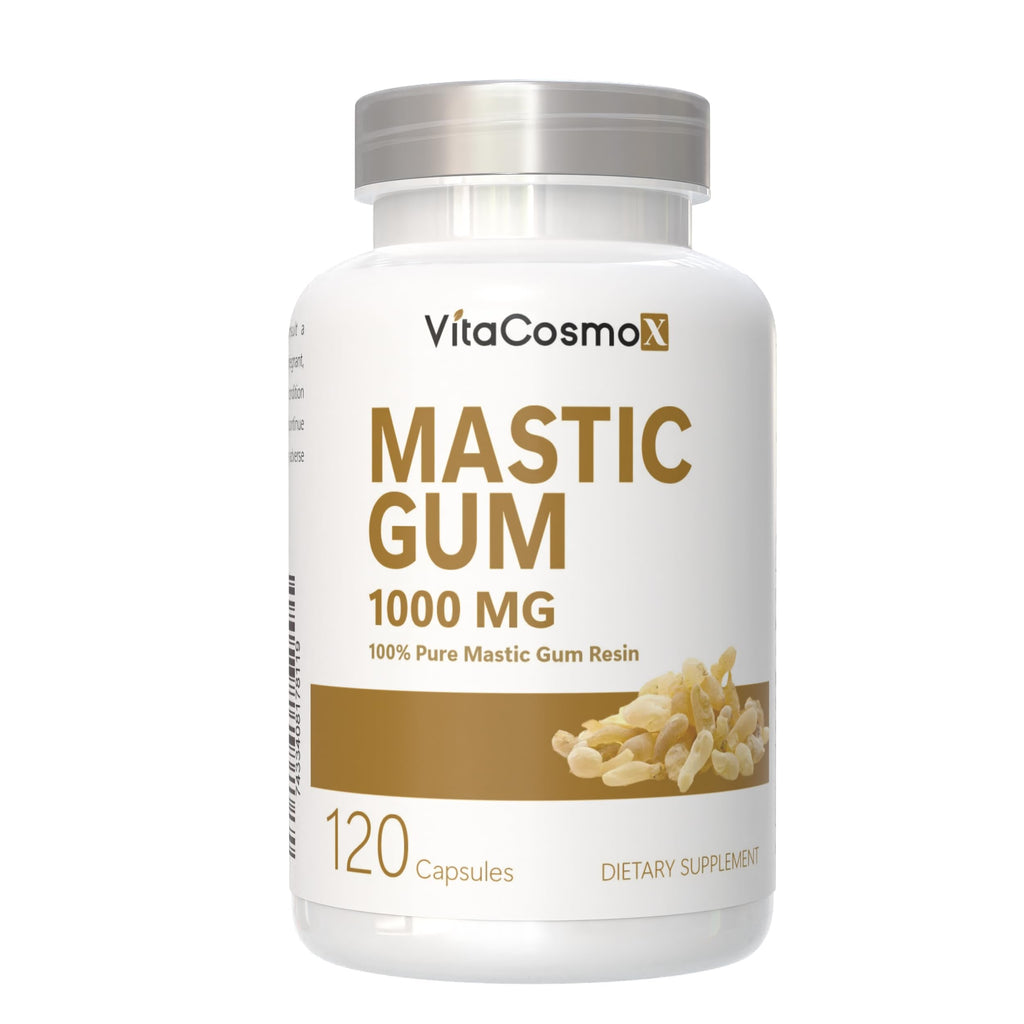 VitaCosmoX Mastic Gum Capsules, 1000 mg, 120 Capsules Vegetarian, Non-GMO and Gluten-Free - 2 Packs