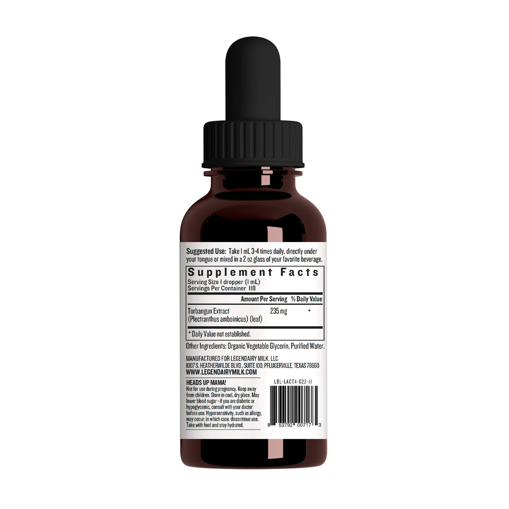 Legendairy Milk Lactivist Drops, Breastfeeding Supplement to Increase Breast Milk Supply, Organic Torbangun for Lactation, Made in USA, Alcohol Free, 4 Fl Oz