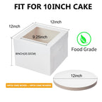 Packpal 20Pack 12 Inch Cake Boxes With Cake Boards (10 boxes & 10 boards), 12X12X8 Inch White Bakery Boxes With Windown For Cajas Pasteles, Cookie, Pastries,Pie, Wedding, Birthday, Fathers day