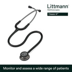 3M Littmann Classic III Monitoring Stethoscope, 5811, More Than 2X as Loud, Weighs Less, Stainless Steel Smoke-Finish Chestpiece, 27" Black Tube, Smoke Stem, and Headset