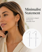 Jeka Cross Earrings for Women, Drop Earrings Christmas Christian Gifts