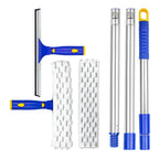 ITTAR Window Squeegee with 2 Sets Stainless Steel Pole, Squeegee Cleaning Tools with Microfiber Pads, 60"-72" Telescopic Window Washing Kit, Professional Squeegee Cleaner for Home Car Outside Glass