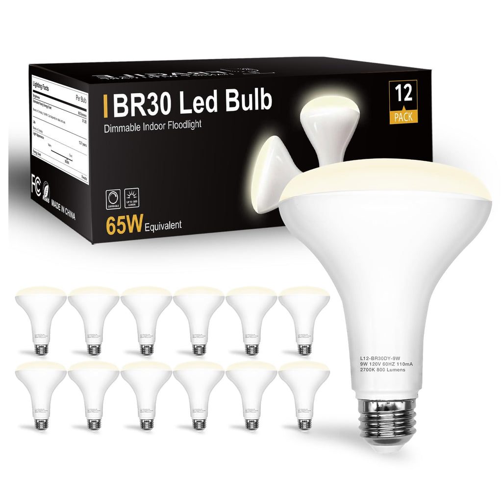 DAYBETTER BR30 LED Light Bulbs Indoor Flood Light 65W Equivalent, Neutral White 4000K, 12Pack Dimmable Recessed Bulb for Bedroom Kitchen Living Areas, E26 Standard Base, 800 Lumens